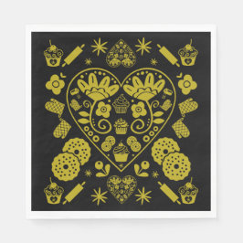 Guardanapo De Papel Cupcake Baking Folk Art