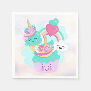 Guardanapo De Papel Cupcake bonito e Sorvete feliz