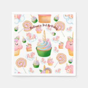 Guardanapo De Papel Cupcake Colorida Rosa Bonita Unicórnio no Aniversá