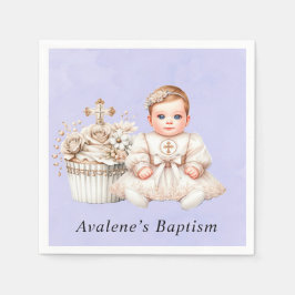 Guardanapo De Papel Cupcake da Cruz Branca com Batismo Menina