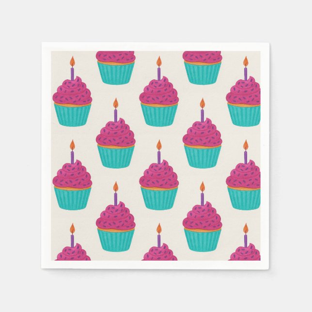 Guardanapo De Papel Cupcake de Aquarela (Frente)