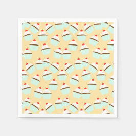 Guardanapo De Papel Cupcake De Chocolate Com Creme E Cereja No Topo