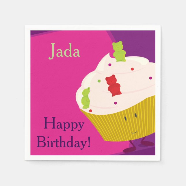 Guardanapo De Papel Cupcake do Urso Gummy | Papel Nápoles (Frente)