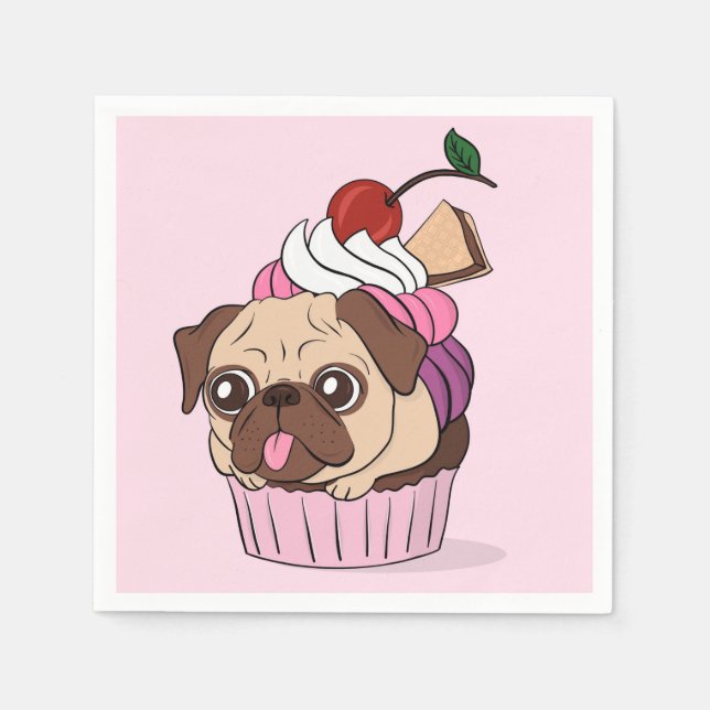 Guardanapo De Papel Cupcake Pug (Frente)