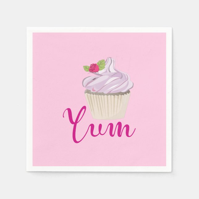 Guardanapo De Papel Cupcake rosa Yum! (Frente)