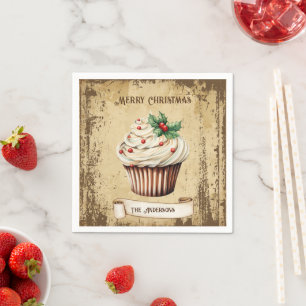 Guardanapo De Papel Cupcake Vintage Feliz Natal