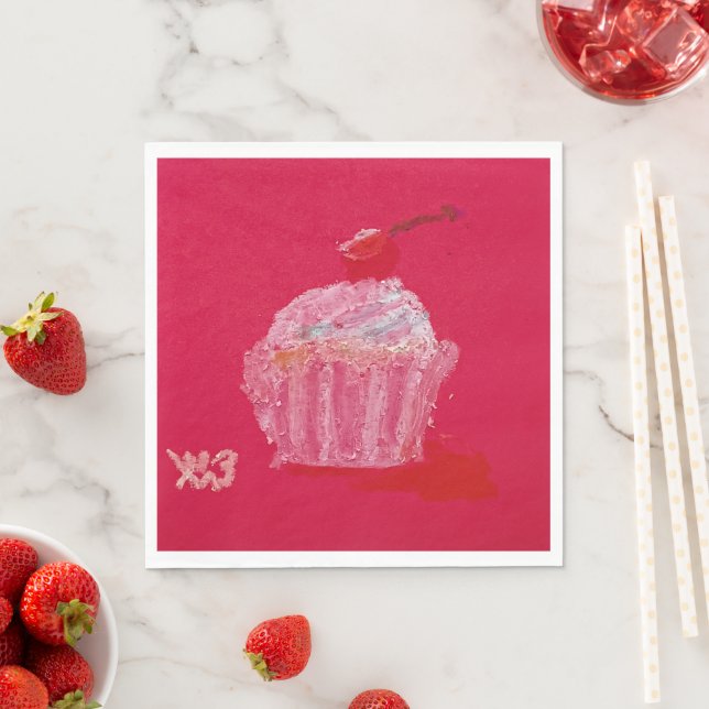 Guardanapo De Papel Cupcake with strawberry Frosting (Insitu)