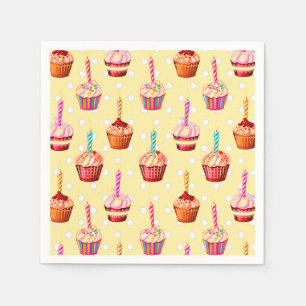 Guardanapo De Papel Cupcakes de Aniversário e Bolinhas