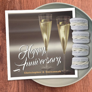 Guardanapo De Papel Cus Champagne Glasses Custom Happy Anniversary