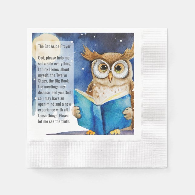 Guardanapo De Papel Custom AA Prayer Napkin | Sober Owl Big Book (Frente)