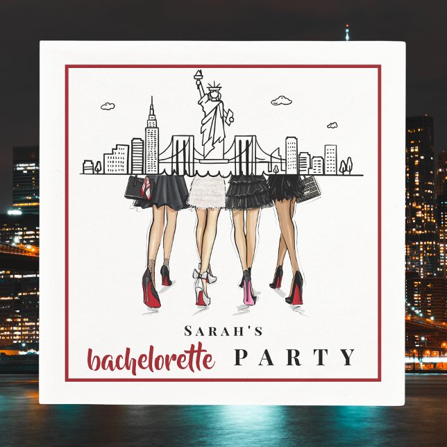 Guardanapo De Papel Custom Bachelorette New York City Skyline Fashion (Criador carregado)