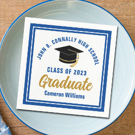 Guardanapo De Papel Custom Blue Gold Graduate 2023 Graduation Party