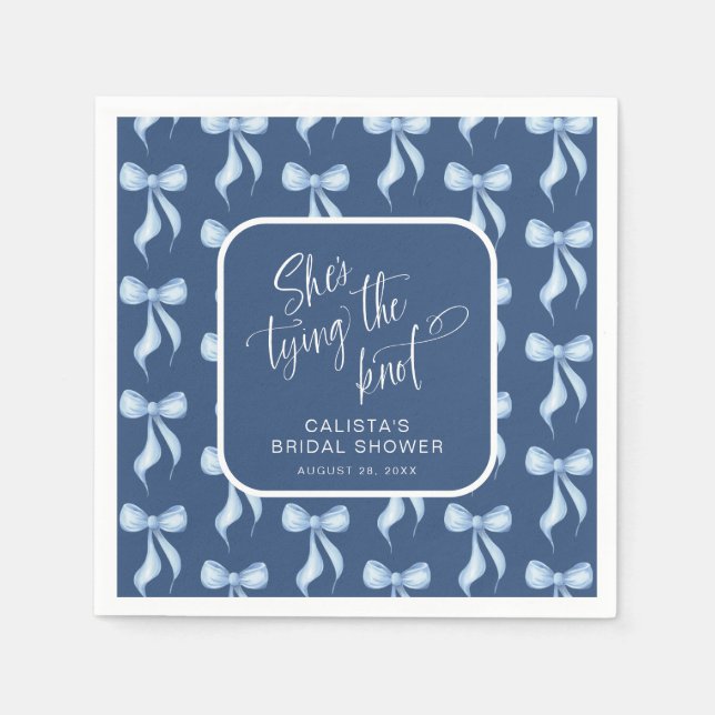 Guardanapo De Papel Custom Blue She's Tying the Knot Bridal Shower (Frente)