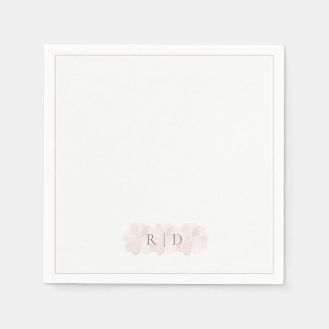 Guardanapo De Papel Custom Blush Pink Floral Garden Minimal Wedding  (Frente)