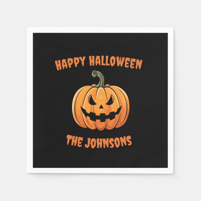 Guardanapo De Papel Custom Cute Spooky Pumpkin Happy Halloween  (Frente)
