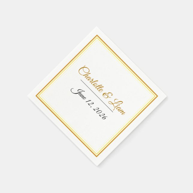 Guardanapo De Papel Custom Elegant Minimalist Wedding Names & Date  (Canto)