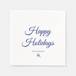 Guardanapo De Papel Custom Family Name Happy Holidays Snowflakes