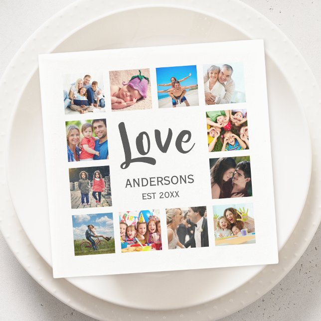 Guardanapo De Papel Custom Family Photo Collage Personalized White (Criador carregado)