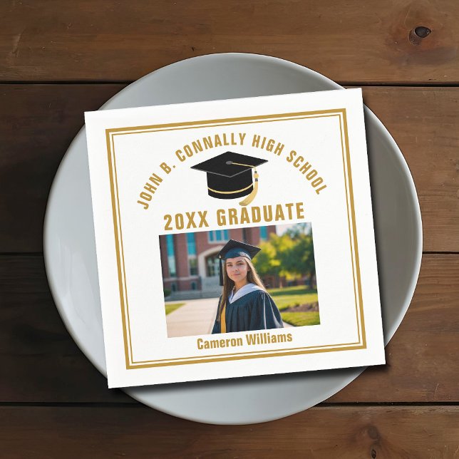 Guardanapo De Papel Custom Gold Graduate Photo 2026 Graduation Party (Criador carregado)