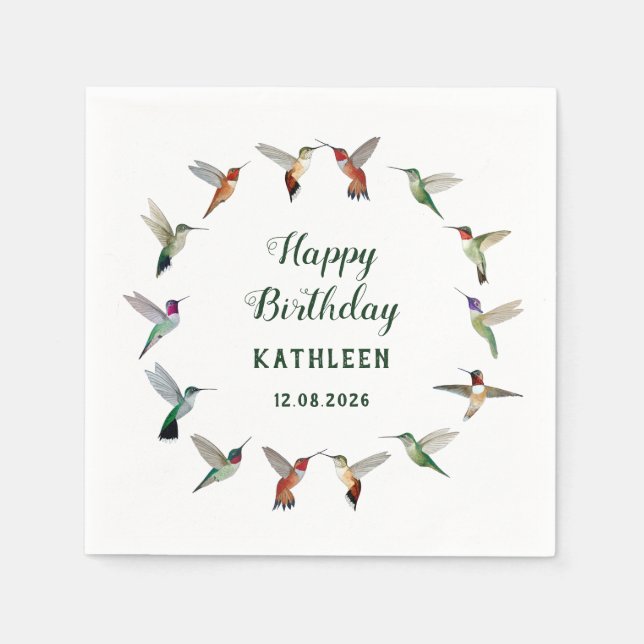 Guardanapo De Papel Custom Hummingbird Birthday (Frente)