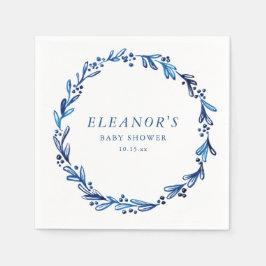 Guardanapo De Papel Custom Indigo Blue Ink Botanical Baby Shower