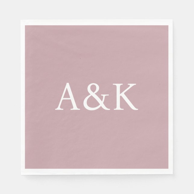 Guardanapo De Papel Custom Initials on Dusty Rose Mauve Wedding (Frente)