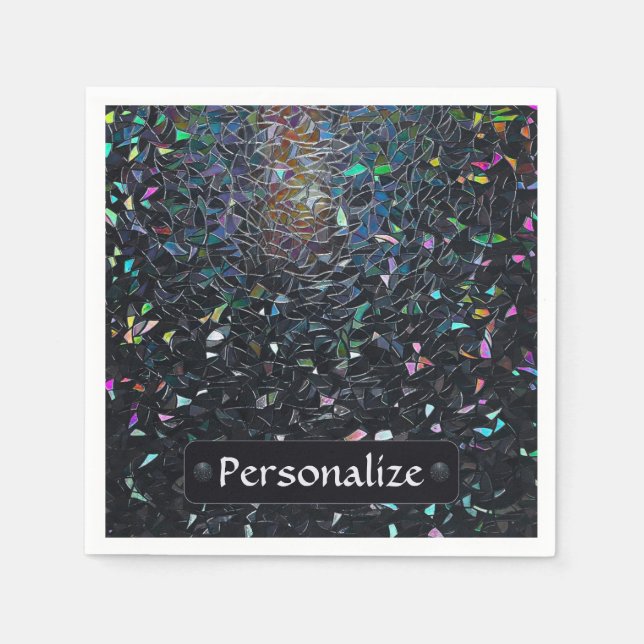 Guardanapo De Papel Custom Iridescent Abstract Stained Glass Pattern (Frente)