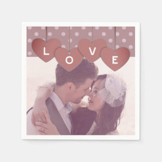 Guardanapo De Papel Custom Love Hearts Banner Overlaid Custom Photo