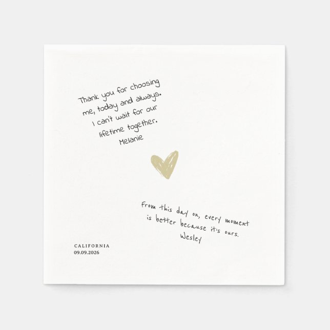 Guardanapo De Papel Custom Love Note Handwritten Typo-Personal Wedding (Frente)