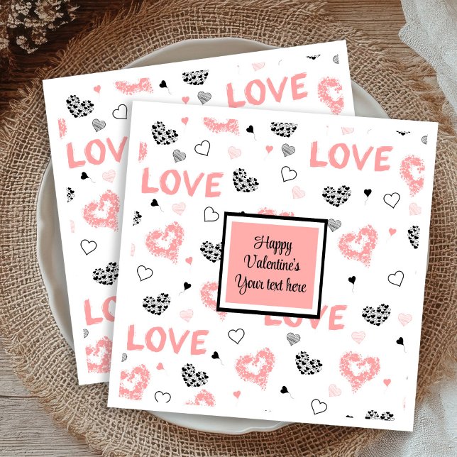 Guardanapo De Papel Custom Love Text Hearts Hand Drawn Valentine Napki (Custom Love Text Hearts Hand Drawn Valentine Napkins

)