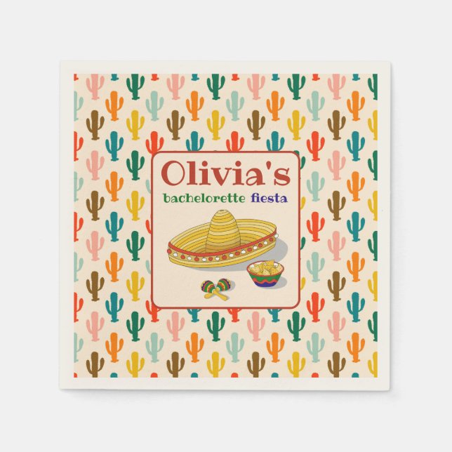 Guardanapo De Papel Custom Mexican Fiesta Bachelorette Party  (Frente)