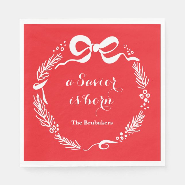 Guardanapo De Papel Custom Modern Luke 2 Scripture Red Christmas (Frente)