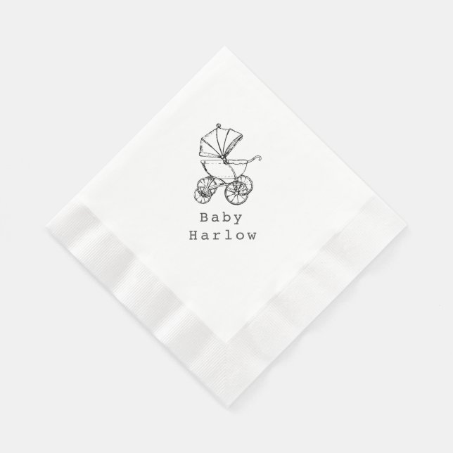 Guardanapo De Papel Custom Name Carriage Baby Shower (Quina)