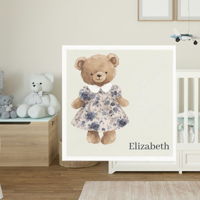 Guardanapo De Papel Custom Name Teddy Bear Girl Baby Shower (Criador carregado)