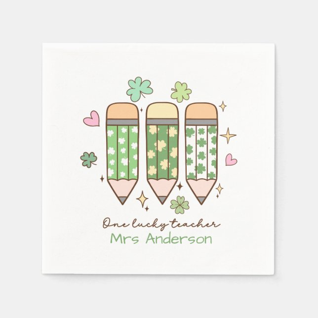 Guardanapo De Papel Custom One Lucky Teacher School Party (Frente)
