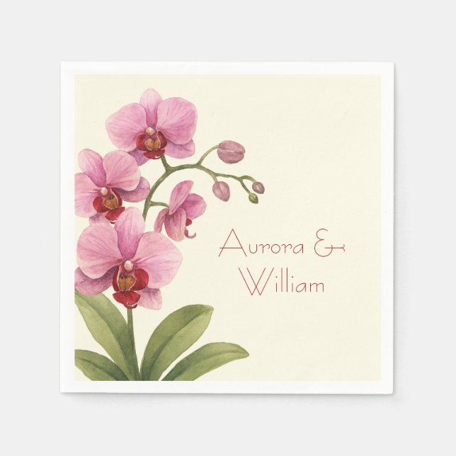 Guardanapo De Papel Custom Orchid Floral Paper Napkins  (Frente)