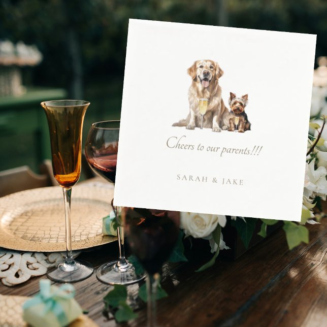 Guardanapo De Papel Custom Pet Wedding Cheers to our Parents Napkins  (Criador carregado)