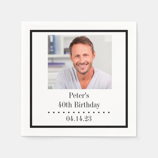 Guardanapo De Papel Custom Photo Birthday Paper Napkin (Frente)