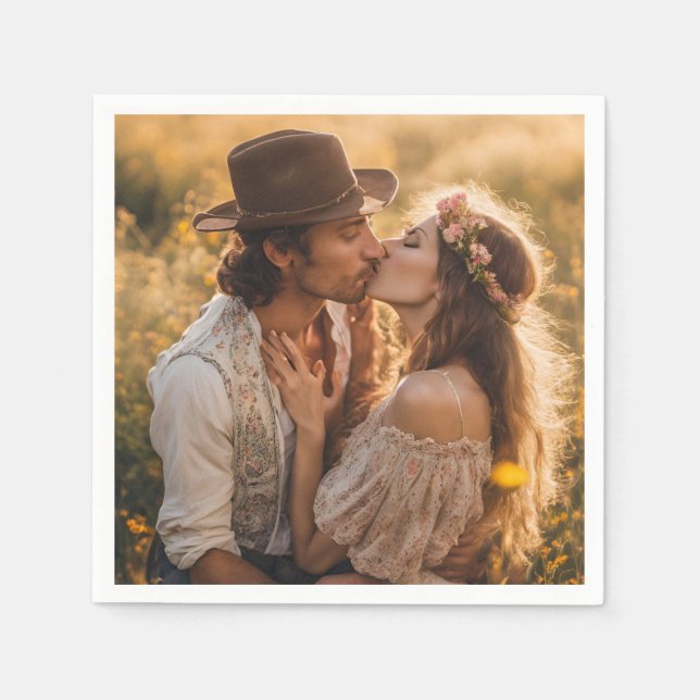 Guardanapo De Papel Custom Photo Wedding Engagement (Frente)