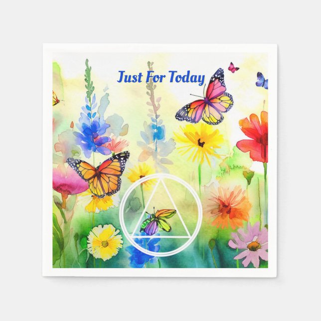 Guardanapo De Papel CUSTOM Slogan AA Symbol Butterflies and Flowers (Frente)