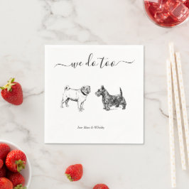 Guardanapo De Papel Custom Wedding 2 Dogs I Do Animal Pet Illustration
