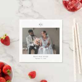 Guardanapo De Papel Custom Wedding Monogrammed Photo Best Day Ever