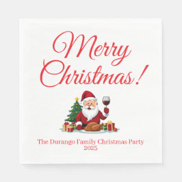 Guardanapo De Papel Customisable Happy Santa Claus Christmas Luncheon