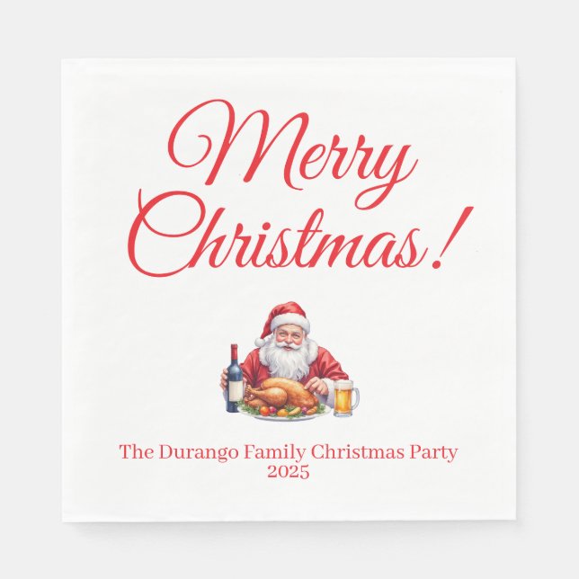 Guardanapo De Papel Customisable Jolly Santa Claus Christmas Luncheon (Frente)