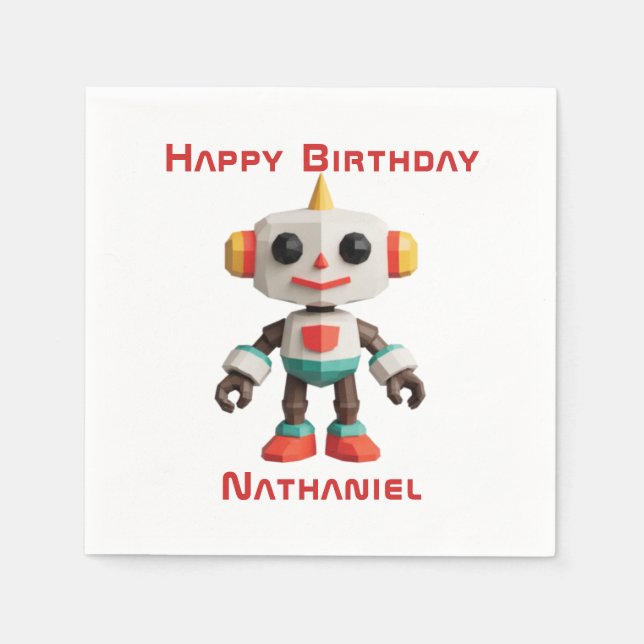 Guardanapo De Papel Customizable Robot Kids (Frente)