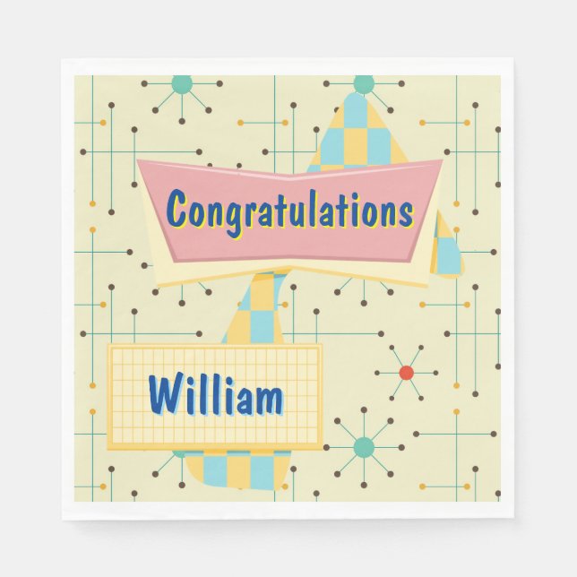 Guardanapo De Papel Customize Congratulations Retro (Frente)