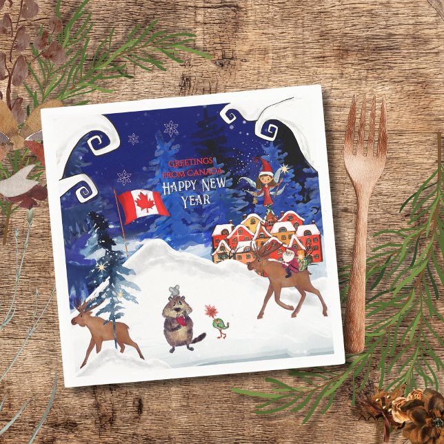 Guardanapo De Papel Customize Winter Napkin | Your Country & Greeting (Customize Winter Napkin  Your Country & Greeting)