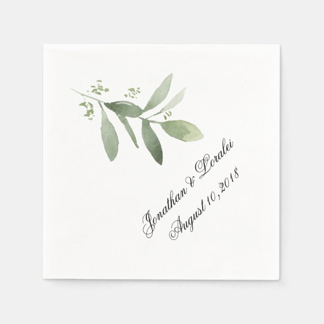 Guardanapo De Papel Customize your wedding napkins greenery (Frente)