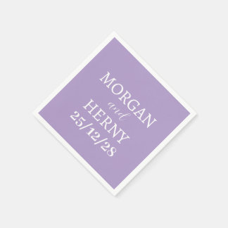 GUARDANAPO DE PAPEL CUSTOMIZED NAME STYLISH MODERN PALE PURPLE WEDDING