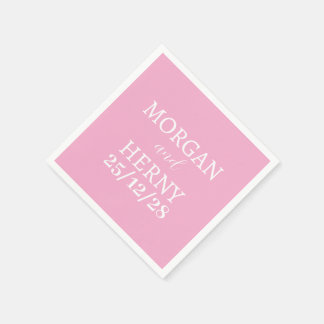 GUARDANAPO DE PAPEL CUSTOMIZED NAME STYLISH MODERN PINK COLOUR WEDDING